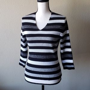 Vintage Shimmery Striped Sweater Top